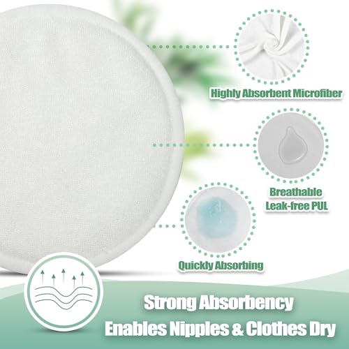 wegreeco Nursing Breast Pads (14 Pack) + Laundry Bag & Travel Storage Bag, 4.7 inch Option - Washable & Reusable Breastfeeding Nursing Pads (Sunset, Plain Shape) - color: Sunset, Plain Shape, size: Large