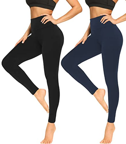 FULLSOFT Buttery Soft Leggings for Women High Waisted - color: 01-black,navy Blue(2 Pack), size: Small-Medium