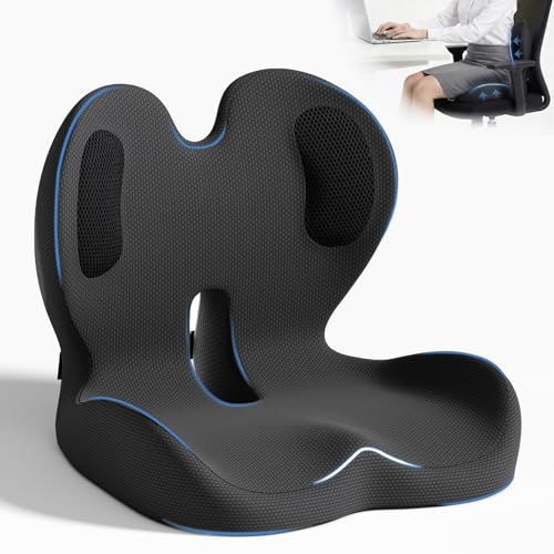 Seat Cushion,Memory Foam Chair Cushion for Office and Car - color: Black