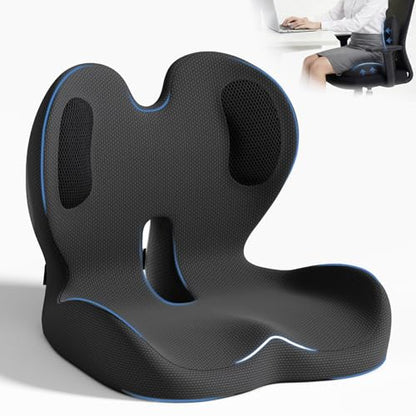 Seat Cushion,Memory Foam Chair Cushion for Office and Car - color: Black