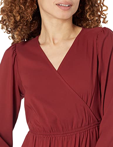 Amazon Essentials Women's Lightweight Georgette Long Sleeve V-Neck Midi Dress (Available in Plus Size) - color: Burgundy, size: XX-Large