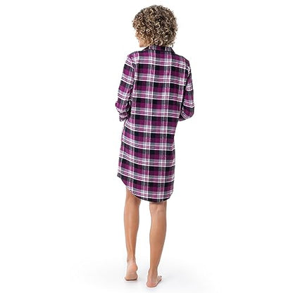 Fruit of the Loom Women's Flannel Sleep Shirt - color: Berry Plaid, size: 3X
