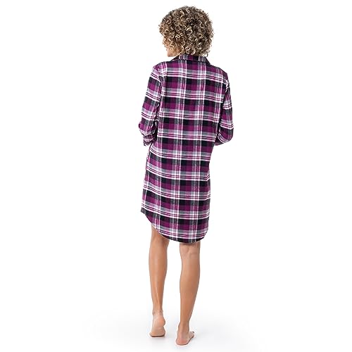 Fruit of the Loom Women's Flannel Sleep Shirt - color: Berry Plaid, size: X-Large