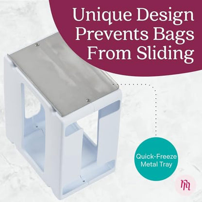 Nurse & Nourish Breast Milk Storage Tower & Freezer Organizer Bin - Space-Saving Rack for Breast Milk Storage Bags - Flat-Freeze Tray for Freezer Bins - First-In, First-Out for Baby Essentials - White