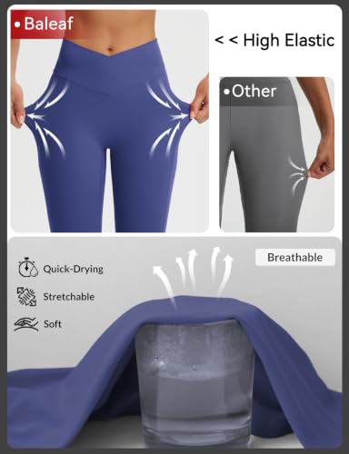 baleaf Womens Capri Leggings with Pockets V Waistband - color: Classic Navy, size: Medium