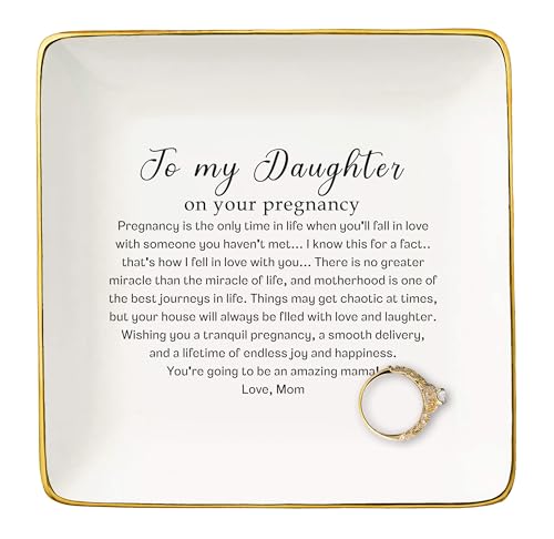 Daughter Pregnancy Announcement Gifts from Mom-Baby Gift Shower-New Mama to Be-Expecting Mom Present-First Time Mommy Present-My Daughter Become a Mommy-Ceramic Ring Dish Jewelry Tray Trinket Holder