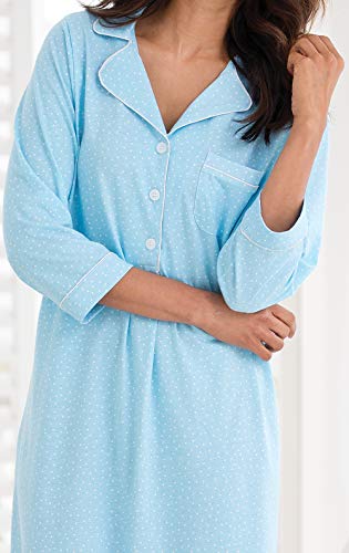 PajamaGram Long Flannel Nightgown - Women Nightgown, Plaid - color: Blue, size: Medium