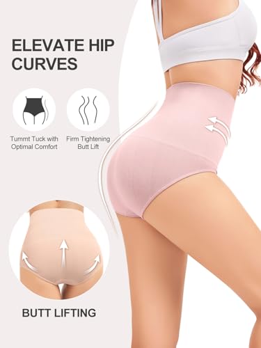 OVRUNS Tummy Control Shapewear Panties for Women High Waisted Compression Underwear C Section Postpartum Full Coverage Briefs - color: 3pack-pink, size: Large