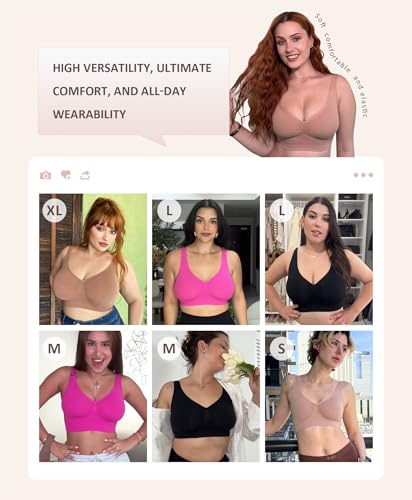 FeelinGirl Seamless Everyday Bras for Women No Underwire with Wide Straps - color: Black, size: Small