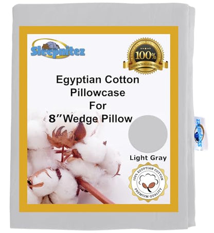Sleepnitez 8" Wedge Pillow Cover, 100% Egyptian Cotton Sateen, Light Gray - color: Light Gray