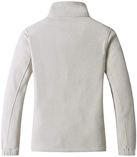 GIMECEN Women's Full Zip Soft Polar Fleece Jacket Outdoor Recreation Coat - color: Beige, size: Large