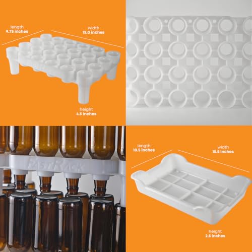 24-Bottle Wine Bottle Drying Rack | Stackable | White - Tray not included - size: 24 Bottle Rack