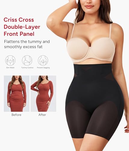 Nebility Shapewear Tummy Control High Waisted Butt Lifting Panties - color: Black, size: X-Large