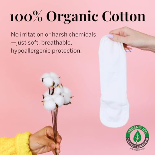 Pixie Cotton Cloth Pads for Feminine Care - 100% Organic Reusable Pads - Ranked 1 for Softest Menstrual Sanitary Napkins - Machine Washable & Includes Free Wet Bag - Menstrual Liner (Regular) - size: Regular | 4-Pack