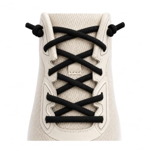 1 Pair Oval Athletic Shoe Laces Elastic ShoeLaces for Sneakers - color: Black