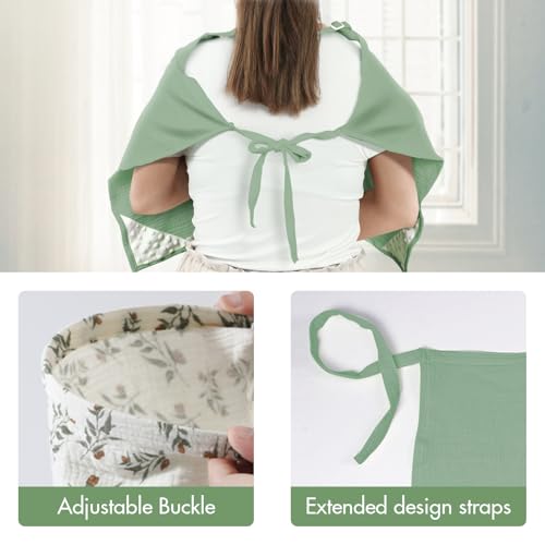 ANYEDDE 2-Pack Nursing Cover for Breastfeeding, Muslin Breastfeeding Covers - color: E Green & Whale