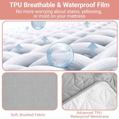 2 Pack Quilted Waterproof Pads for Bed Washable 34x36 Inch Gray - color: Gray, size: 34"x36"