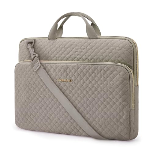 BAGSMART Laptop Sleeve Case with Handle Protective Water-Resistant - color: Gray-Shoulder Strap, size: 15.6 Inch