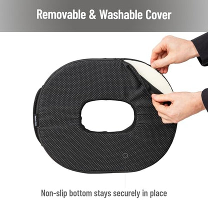 Mind Reader Donut Pillow Seat Cushion with Air-Cloud Technology, Tailbone, Hemorrhoid, Pregnancy Relief, Black - size: Donut Cushion