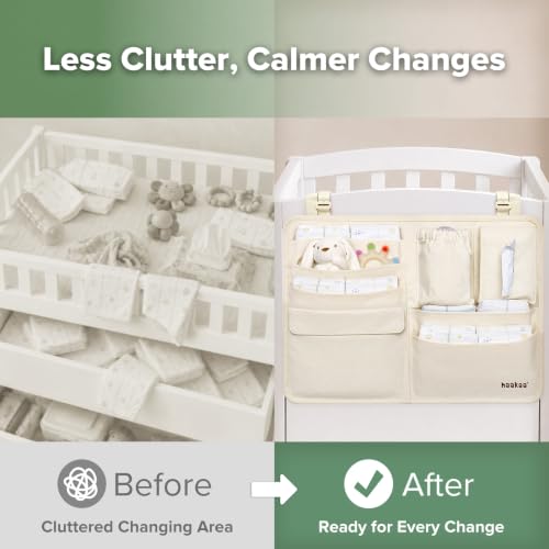 haakaa NestSide Hanging Diaper Organizer for Changing Table & Crib, Cream