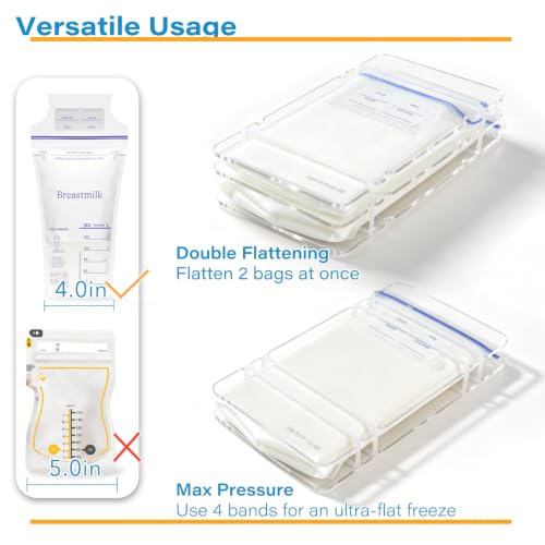 4 Pack Freeze Flat Breastmilk Storage Organizer, Space-Saving