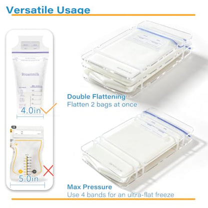 4 Pack Freeze Flat Breastmilk Storage Organizer, Space-Saving