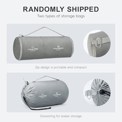 urnexttour Travel Pillow and Blanket Set Neck Pillow Airplane Memory Grey - color: B-grey