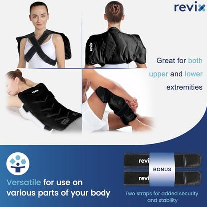 REVIX Extra Large Ice Pack for Back, 13” x 21” Reusable Gel Cold Pack Wrap - color: Black