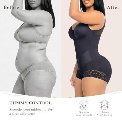 YIANNA Fajas Colombianas Moldeadoras Postpartum Shapewear Tummy Control - color: Black, size: Large
