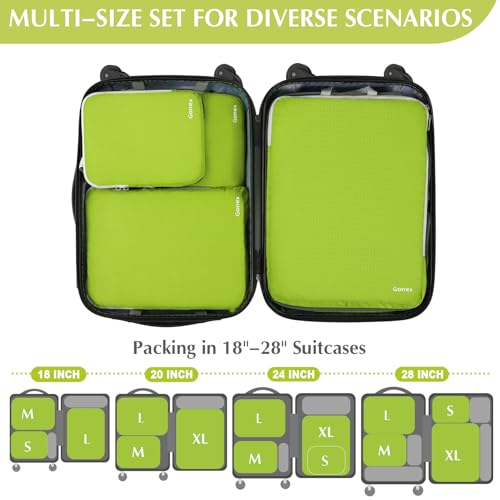 Gonex Compression Packing Cubes, 4-Piece Expandable Travel Organizers - color: 4-Green, size: 4 Set
