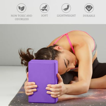 9"x6"x3" Yoga Block, 2 Pcs Soft Non-Slip Foam Blocks Supportive - color: Purple