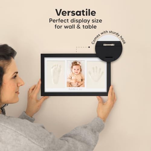 KeaBabies Baby Hand and Footprint Kit, Clay Keepsake Frame (Onyx Black) - color: Onyx Black, size: Duo Frame, 13" x 7.8"