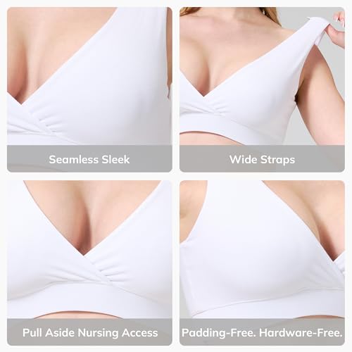 netdraw Buttery Soft Bamboo Viscose Nursing Seamless Sleep Bra - color: White, size: X-Large