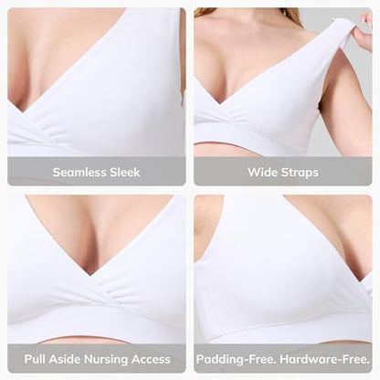netdraw Buttery Soft Bamboo Viscose Nursing Seamless Sleep Bra - color: White, size: X-Large