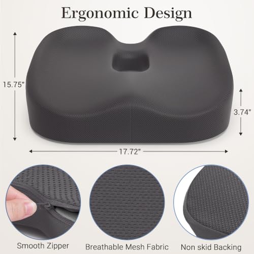 Donut Pillow Seat Cushion, Memory Foam Lifting Office Chair Cushion, Gray - color: Gray