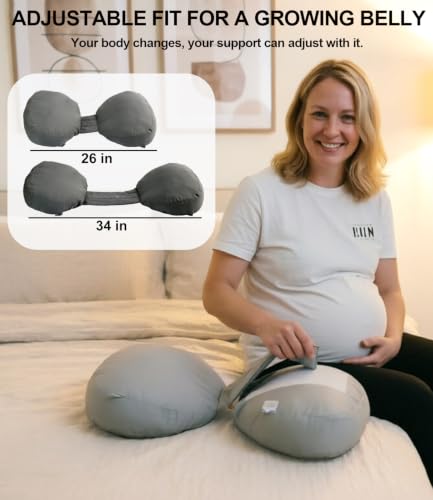 Adjustable Pregnancy Wedge Pillow for Belly & Back Support, Compact Design - color: Grey
