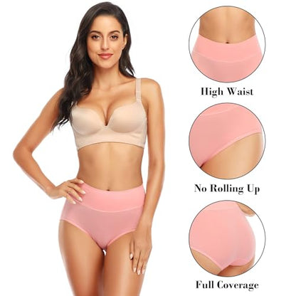 Womens Tummy Control Underwear Cotton High Waisted Full Briefs - color: 5 Pack Multicoloured-b, size: Medium