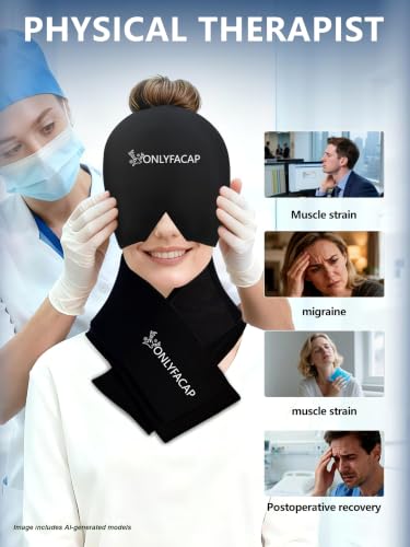 Migraine Relief Cap,Headache Relief & Neck Ice Pack Wrap Gel Set - color: Black Suit