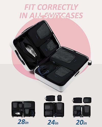Bagsmart Compression Packing Cubes, Travel Bag Cruise Ship Essentials - color: Power Black, size: 6 Set
