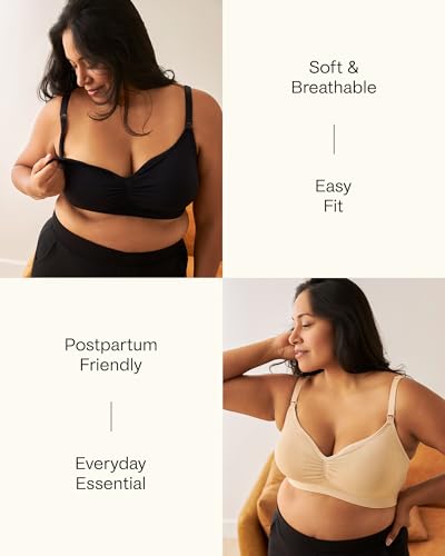 Kindred Bravely Tatum Maternity Nursing Bra, Seamless Bralette Set, 2 Pack - color: 2pk Black/Beige, size: Medium