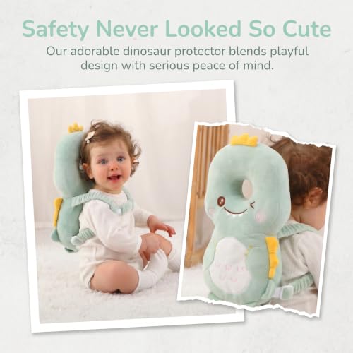 Baby Head Protector Backpack - Soft & Lightweight Fall Cushion Backpack for Toddlers Walking and Crawling (Dark Green Dinosaur) - color: Dark Green Dinosaur