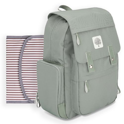 Parker Baby Co. Diaper Bag Backpack with Changing Pad - Sage - color: Sage Green