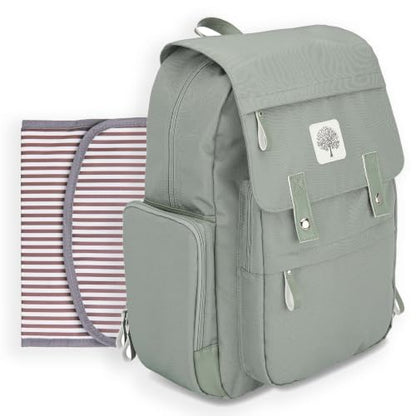 Parker Baby Co. Diaper Bag Backpack with Changing Pad - Sage - color: Sage Green