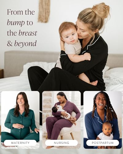 Kindred Bravely Clea Long Sleeve Pajama Set, Maternity & Nursing Sleepwear - color: Black, size: Large