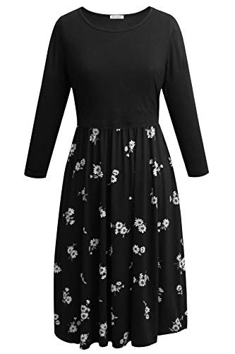 Smallshow Women's 3/4 Sleeve Maternity Nursing Dress for Breastfeeding - color: Black-svp121, size: Small