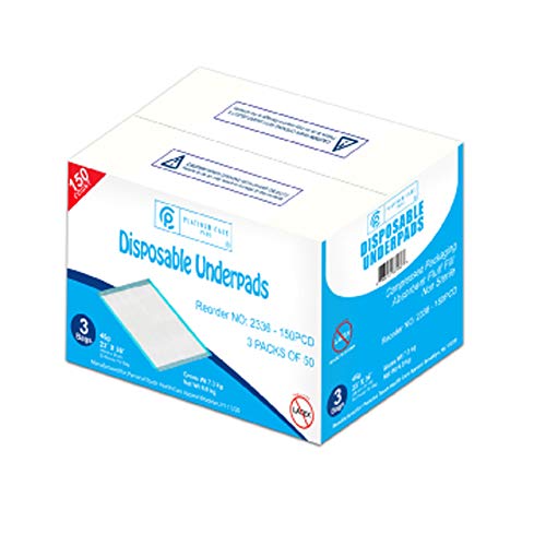 Disposable Underpads Size 23X36 Case of 150 Blue and White Great for Changing Table and Surfaces - size: 23X36