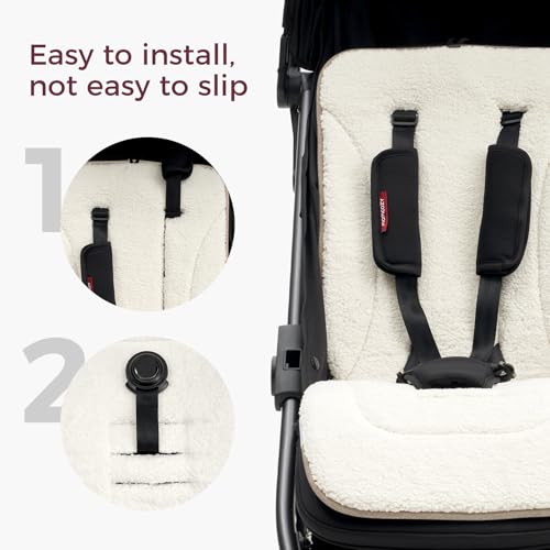 Momcozy Reversible Stroller Cushion, Universal Breathable Liner - color: Khaki, size: Warm Pad