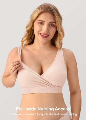 HBselect Maternity Nursing Sleep Bra for Breastfeeding Wireless Bralette - color: Black/Gray/White/Pink/Beige, size: Medium