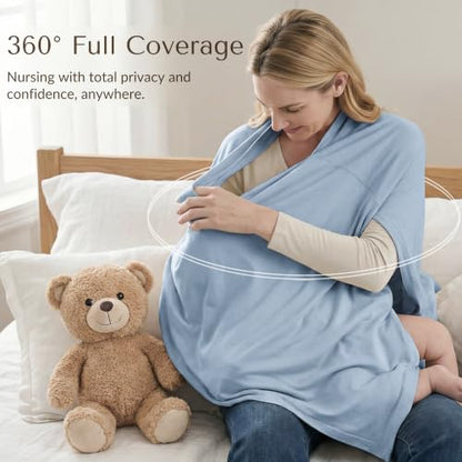 Konssy Rayon Made from Bamboo Nursing Cover for Breastfeeding - color: Blue