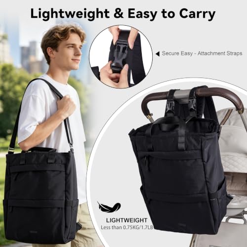 Diaper Bag Backpack Ultra-Lightweight Baby Diaper Bag (Black) - color: Black